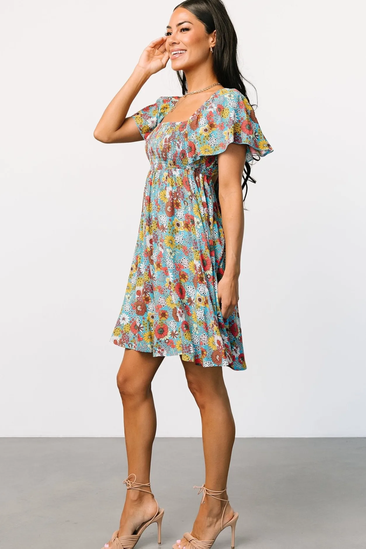 New Baltic Born Cassiopeia Back Tie Mini Dress | Light Blue Multi LightBlueMulti