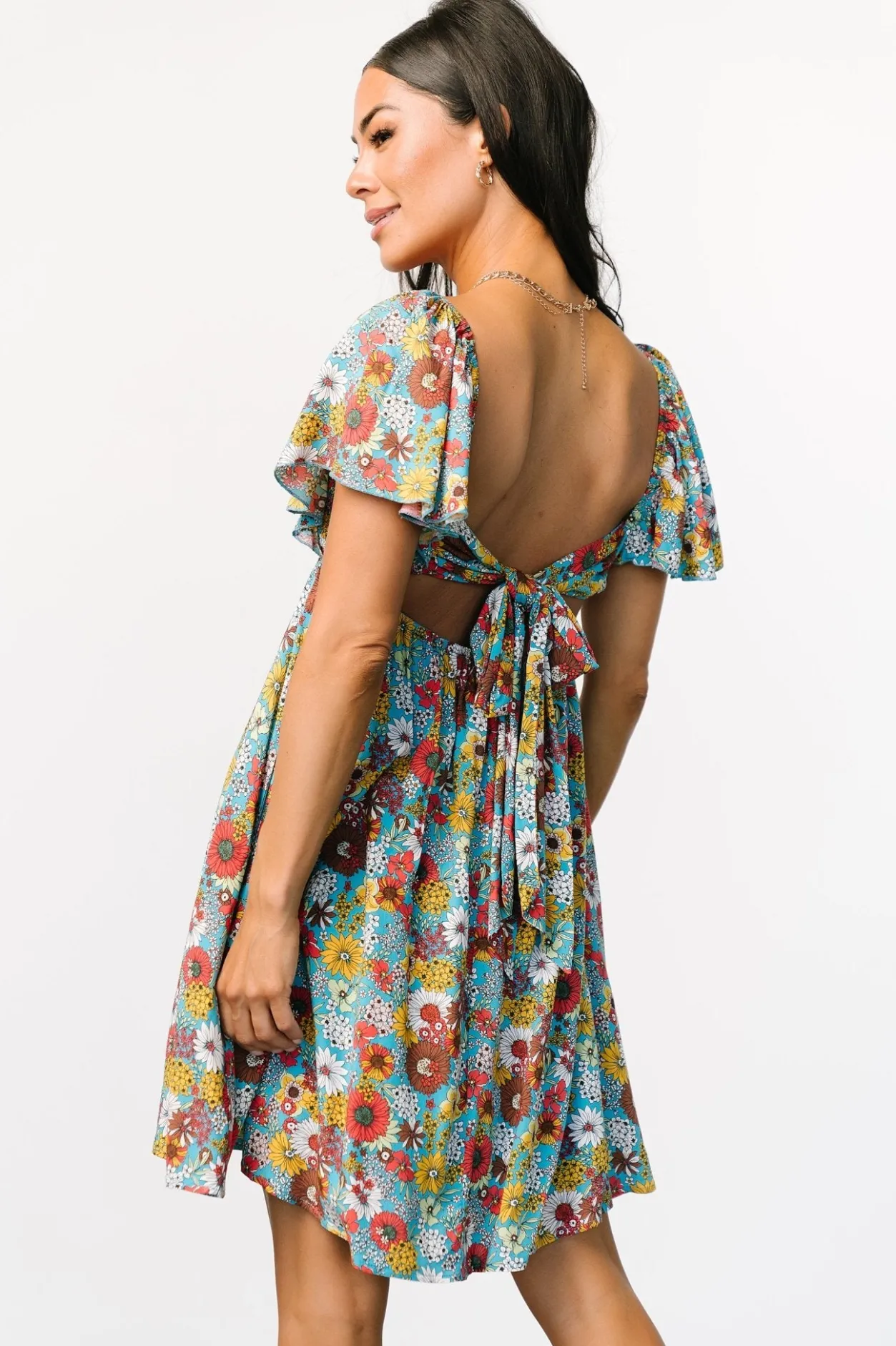 New Baltic Born Cassiopeia Back Tie Mini Dress | Light Blue Multi LightBlueMulti