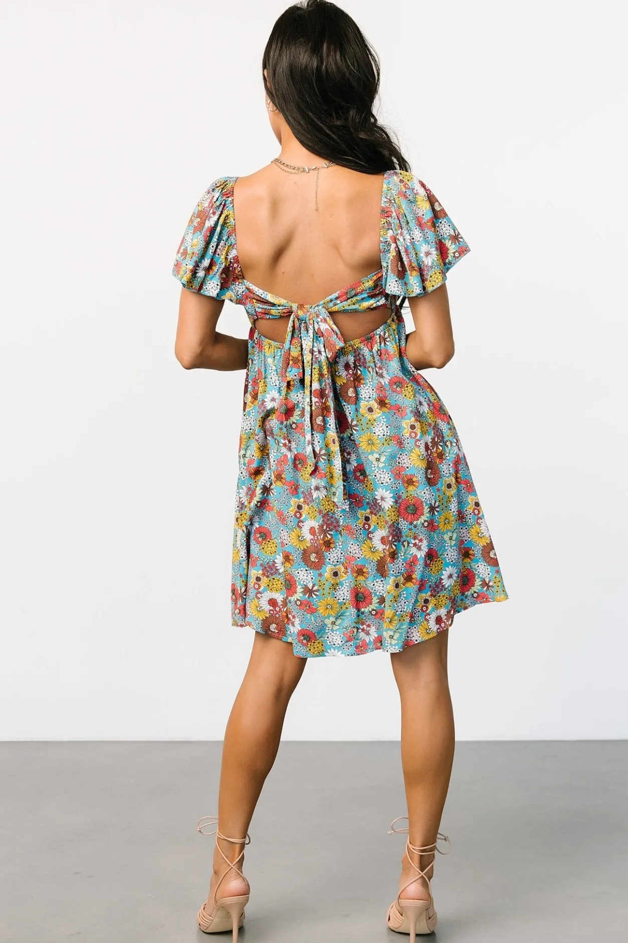 New Baltic Born Cassiopeia Back Tie Mini Dress | Light Blue Multi LightBlueMulti
