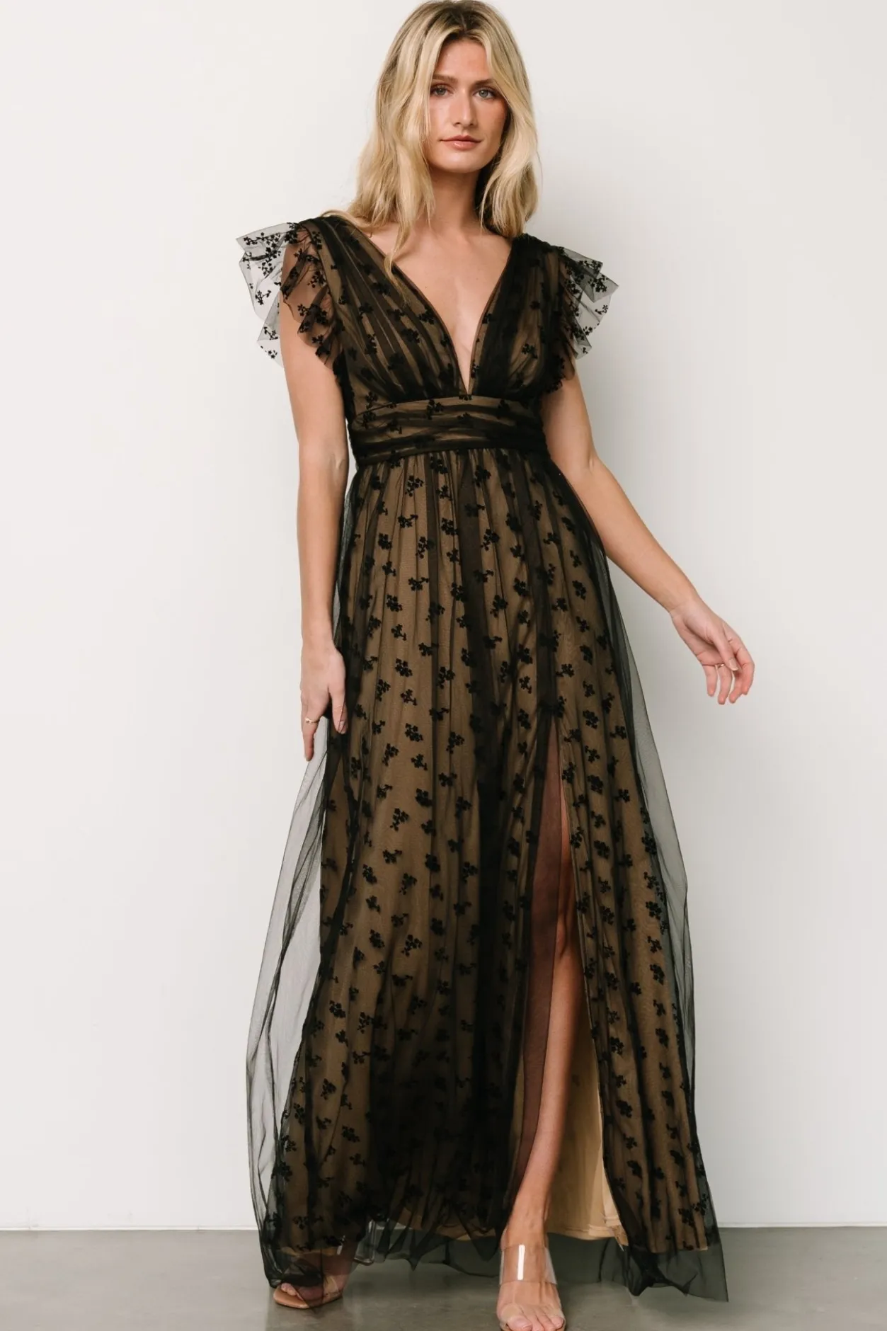 Discount Baltic Born Caterina Tulle Maxi Dress | Black + Nude Black+Nude