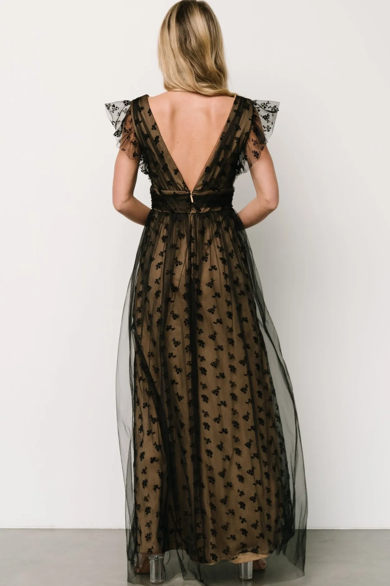 Discount Baltic Born Caterina Tulle Maxi Dress | Black + Nude Black+Nude