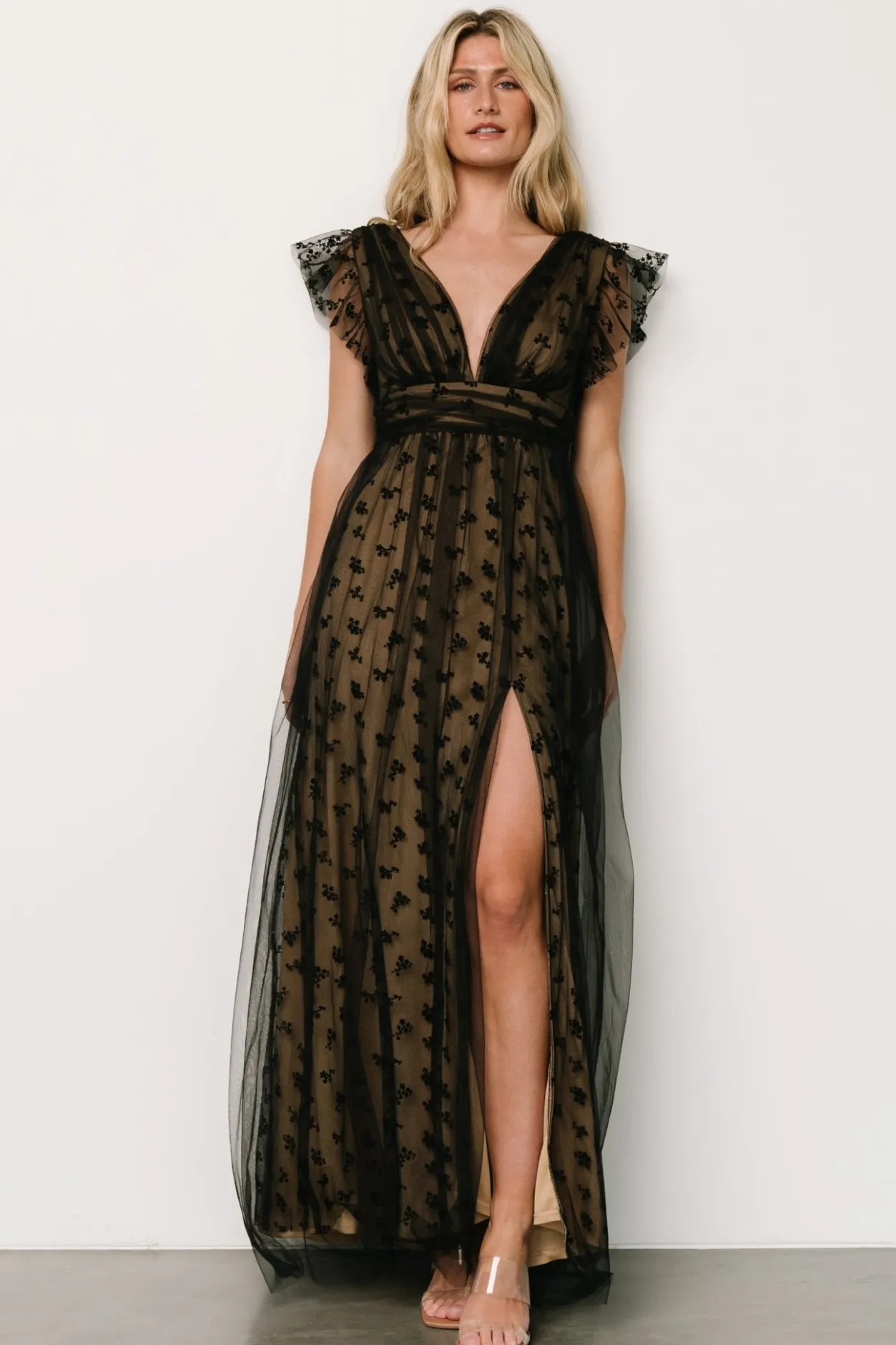 Discount Baltic Born Caterina Tulle Maxi Dress | Black + Nude Black+Nude