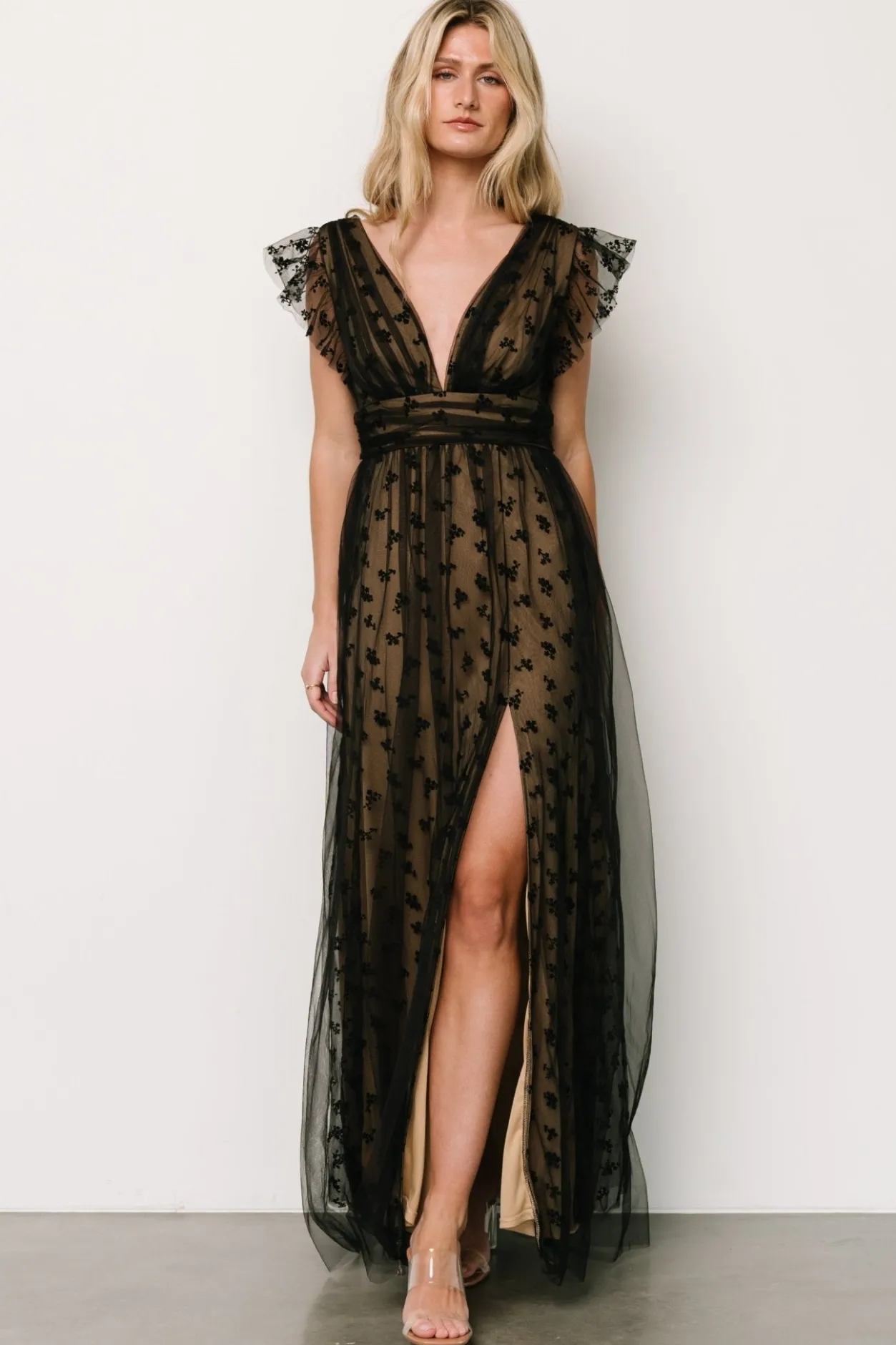 Discount Baltic Born Caterina Tulle Maxi Dress | Black + Nude Black+Nude