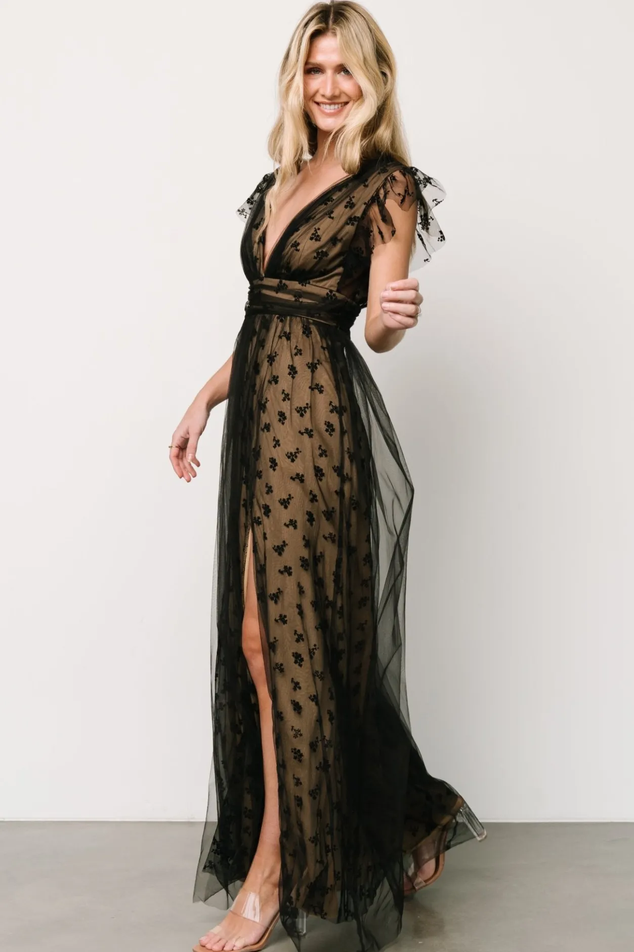 Discount Baltic Born Caterina Tulle Maxi Dress | Black + Nude Black+Nude