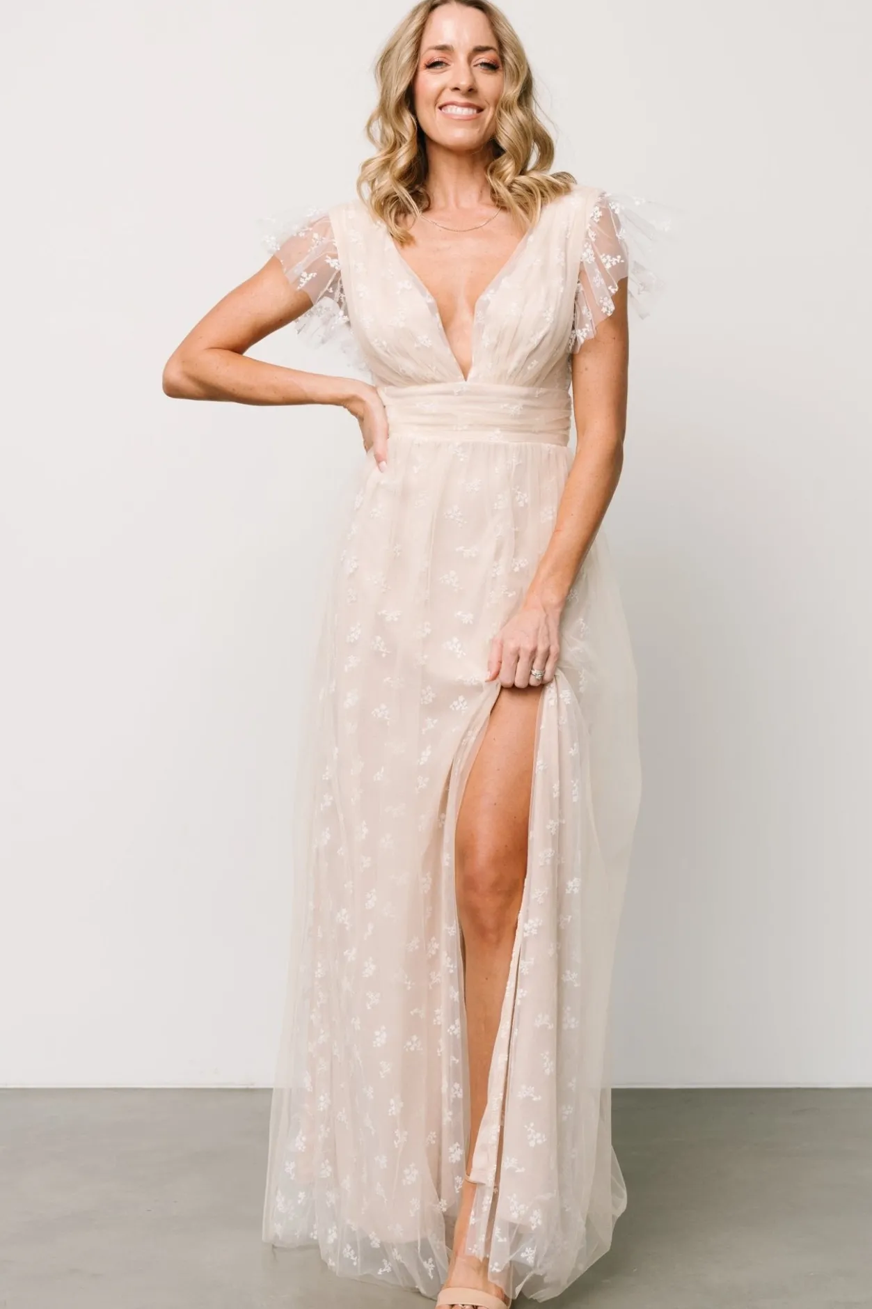 Clearance Baltic Born Caterina Tulle Maxi Dress | Natural + White Natural+White