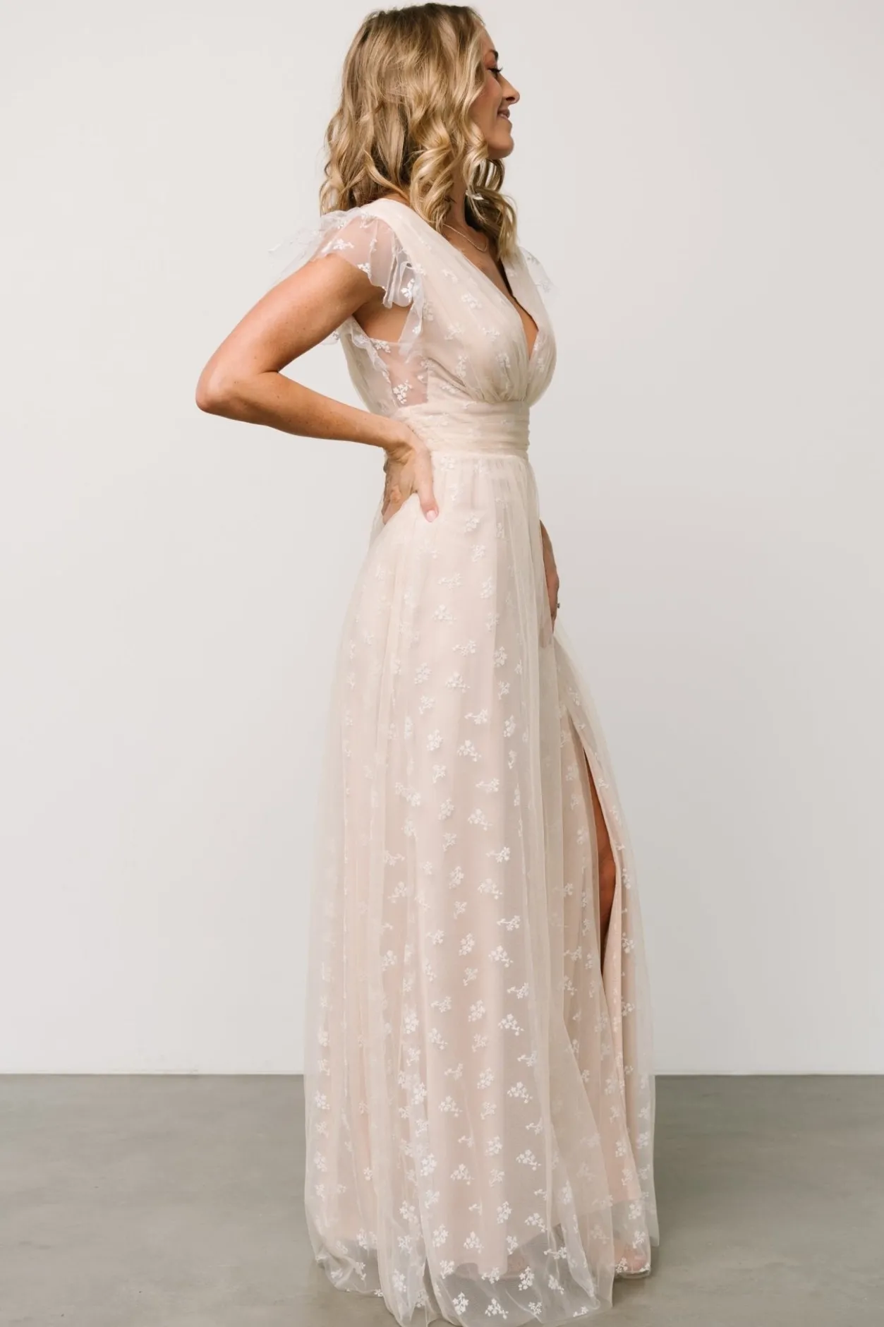 Clearance Baltic Born Caterina Tulle Maxi Dress | Natural + White Natural+White
