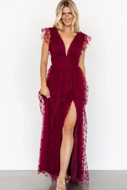 Clearance Baltic Born Caterina Tulle Maxi Dress | Wine
