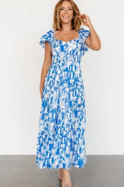 Online Baltic Born Catira Maxi Dress | Blue + White Blue+White