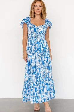 Online Baltic Born Catira Maxi Dress | Blue + White Blue+White