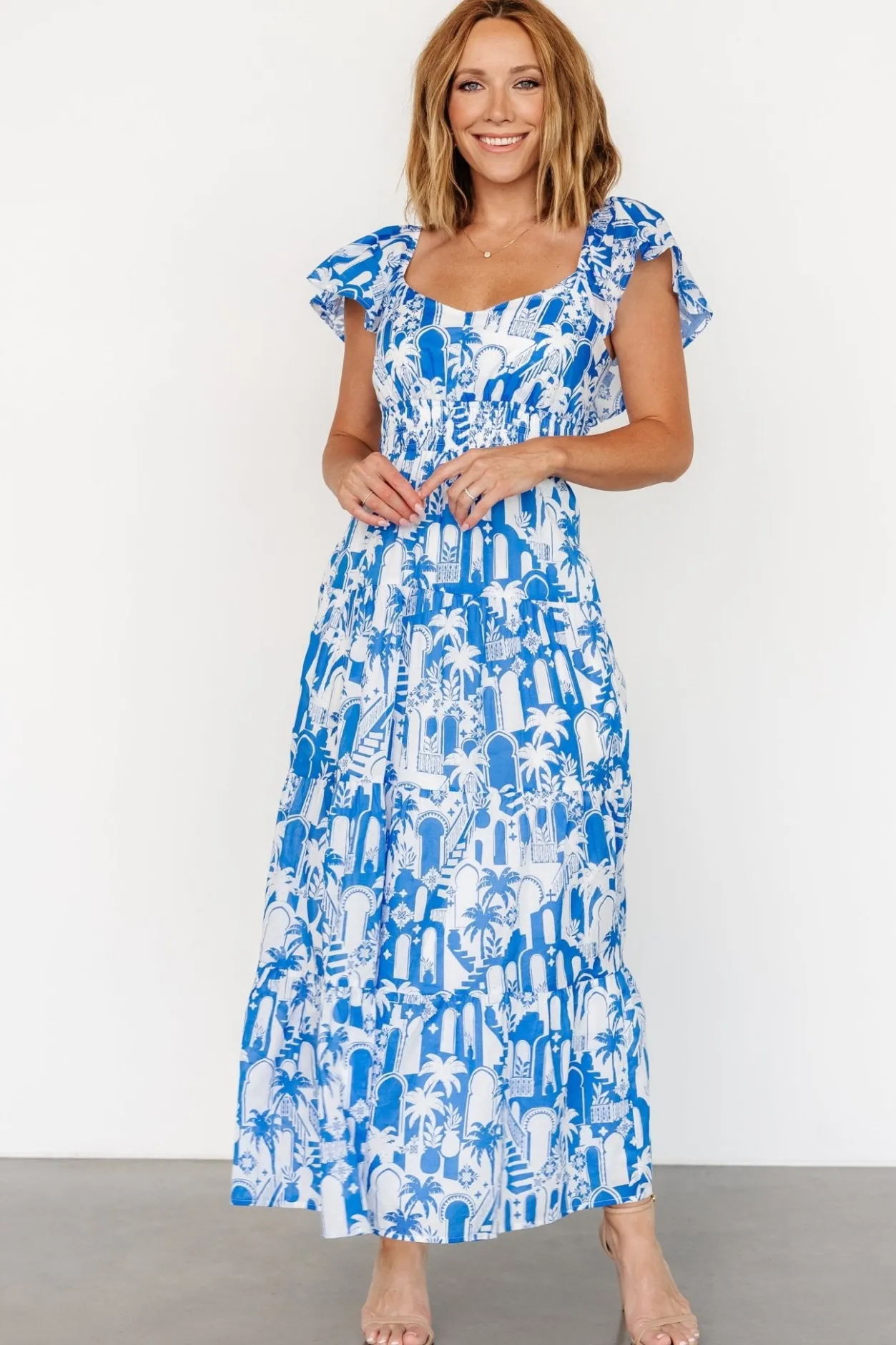 Online Baltic Born Catira Maxi Dress | Blue + White Blue+White