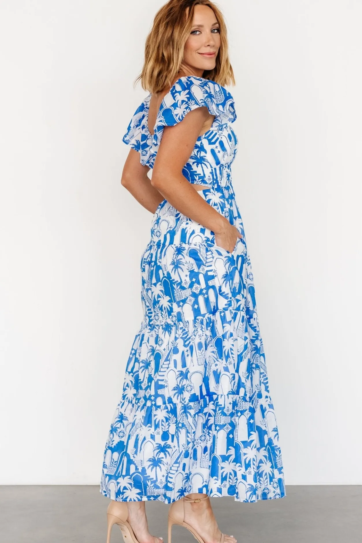 Online Baltic Born Catira Maxi Dress | Blue + White Blue+White