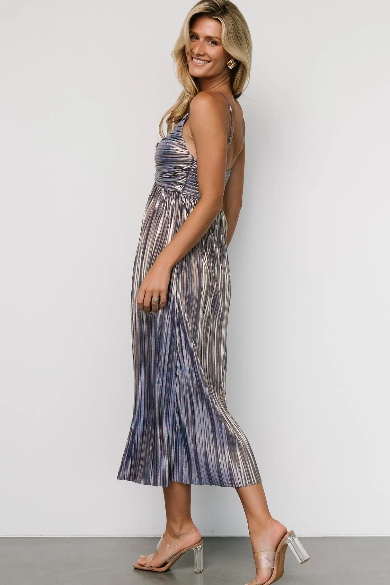 Sale Baltic Born Cecilia Pleated Dress | Blue Shimmer BlueShimmer