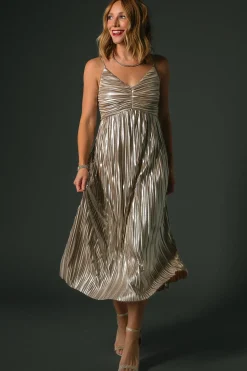 Sale Baltic Born Cecilia Pleated Dress | Champagne