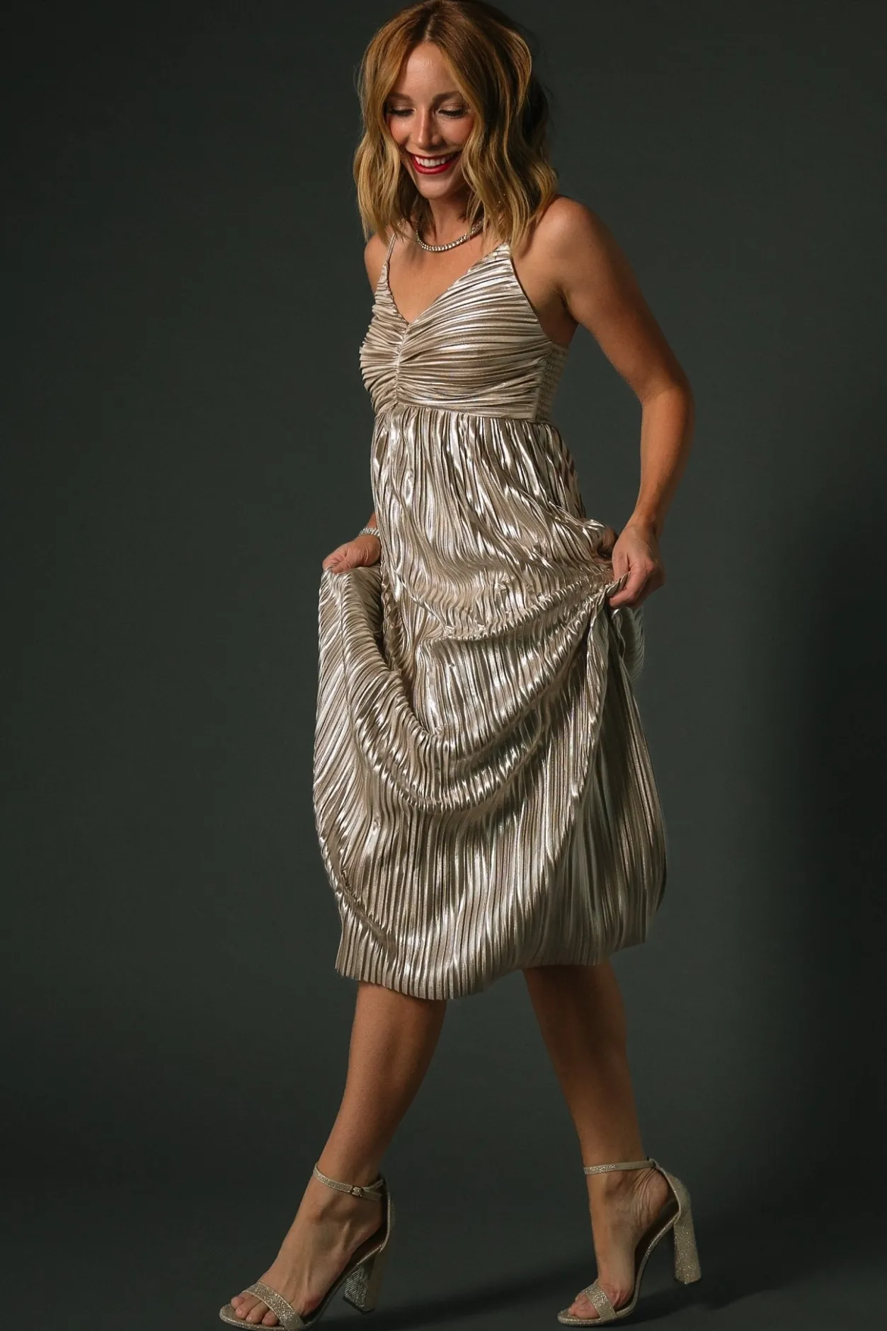 Sale Baltic Born Cecilia Pleated Dress | Champagne
