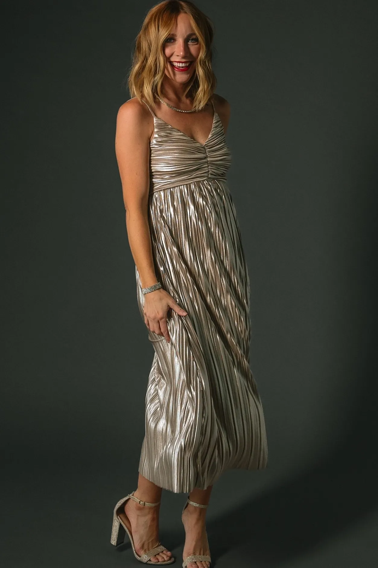 Sale Baltic Born Cecilia Pleated Dress | Champagne
