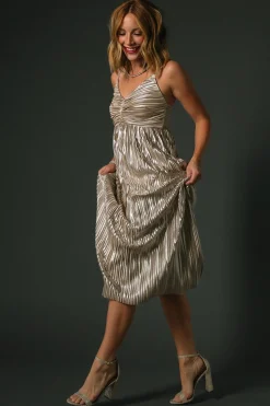 Sale Baltic Born Cecilia Pleated Dress | Champagne