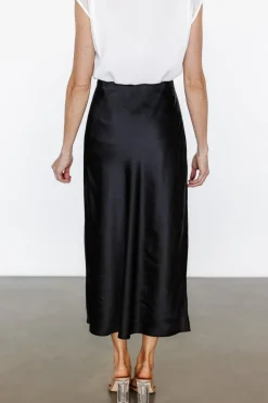 Fashion Baltic Born Celeste Satin Midi Skirt | Black