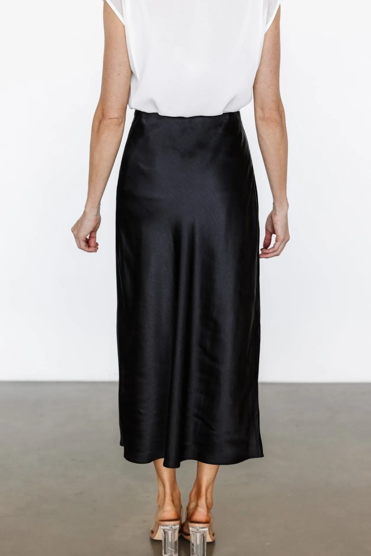 Fashion Baltic Born Celeste Satin Midi Skirt | Black