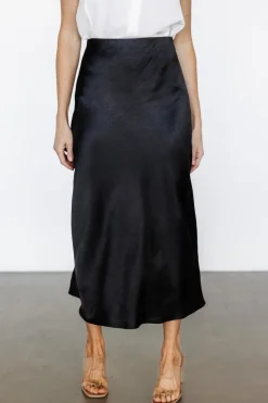 Fashion Baltic Born Celeste Satin Midi Skirt | Black