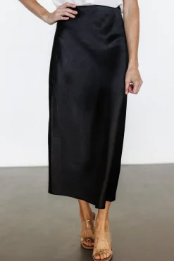 Fashion Baltic Born Celeste Satin Midi Skirt | Black