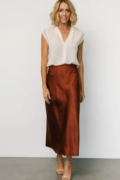 Hot Baltic Born Celeste Satin Midi Skirt | Spice