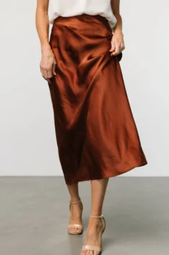 Hot Baltic Born Celeste Satin Midi Skirt | Spice