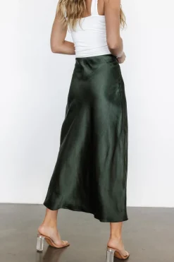 Sale Baltic Born Celeste Satin Midi Skirt | Dark Green DarkGreen