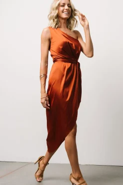 Sale Baltic Born Celia One Shoulder Midi Dress | Rust