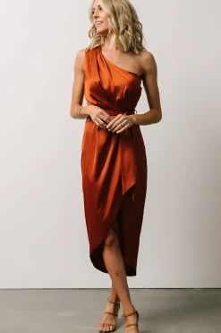 Sale Baltic Born Celia One Shoulder Midi Dress | Rust