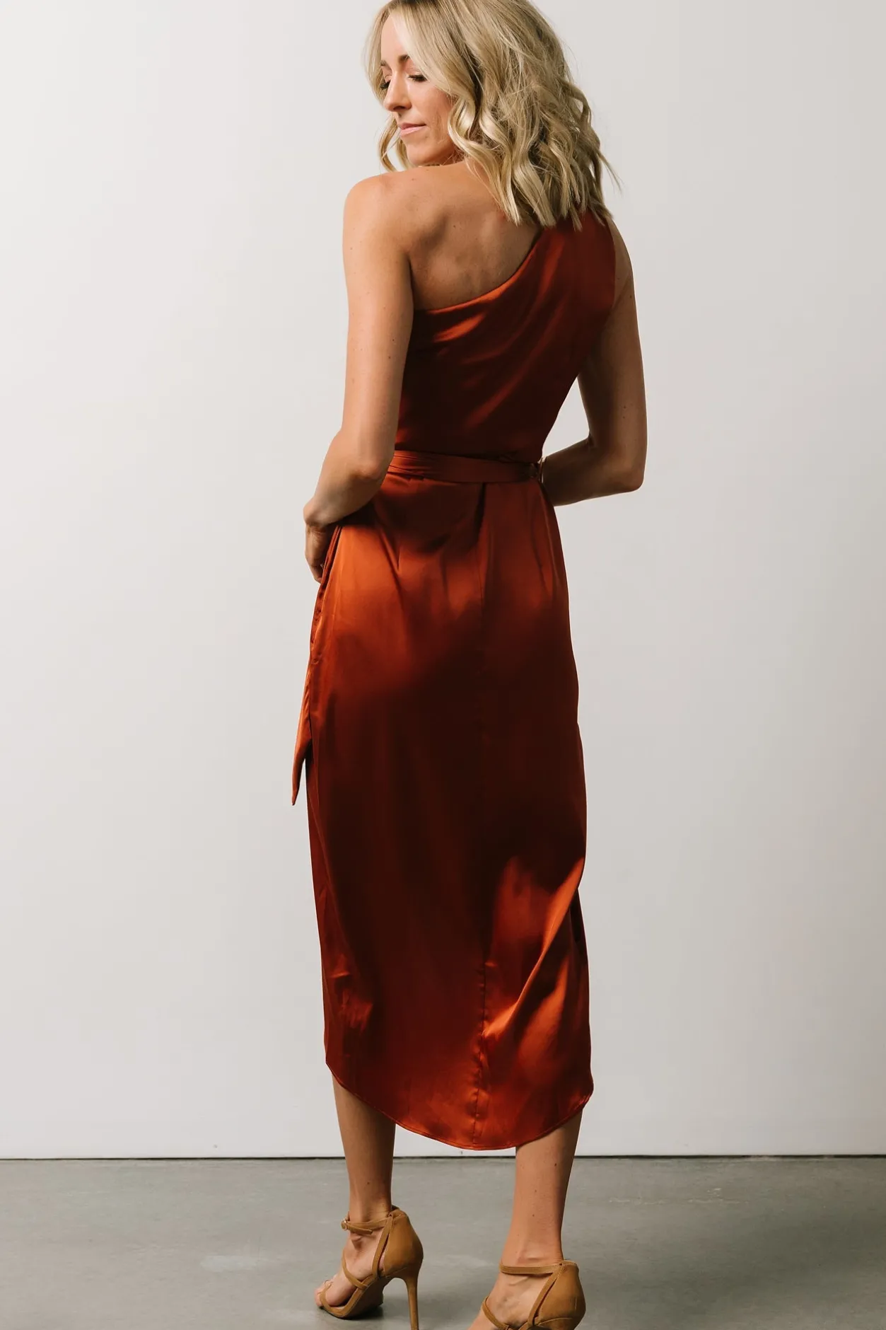 Sale Baltic Born Celia One Shoulder Midi Dress | Rust