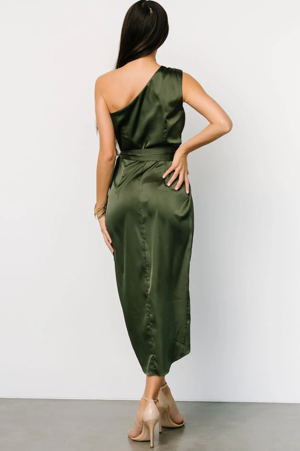 Sale Baltic Born Celia One Shoulder Midi Dress | Olive