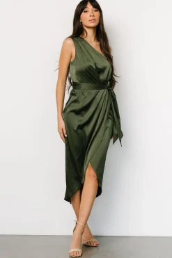 Sale Baltic Born Celia One Shoulder Midi Dress | Olive