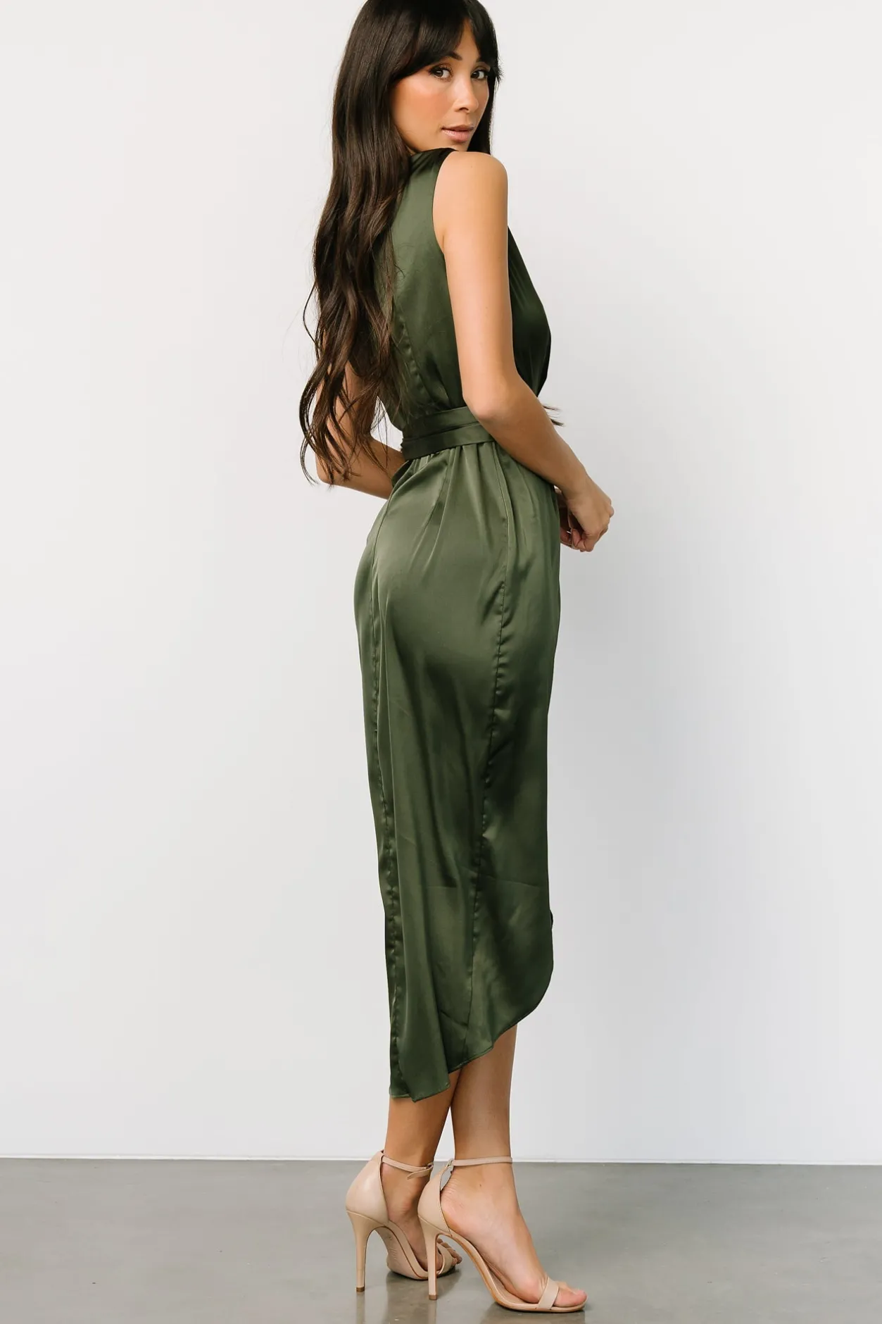 Sale Baltic Born Celia One Shoulder Midi Dress | Olive