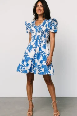 Sale Baltic Born Charee Short Dress | White + Blue White+Blue