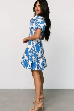 Sale Baltic Born Charee Short Dress | White + Blue White+Blue