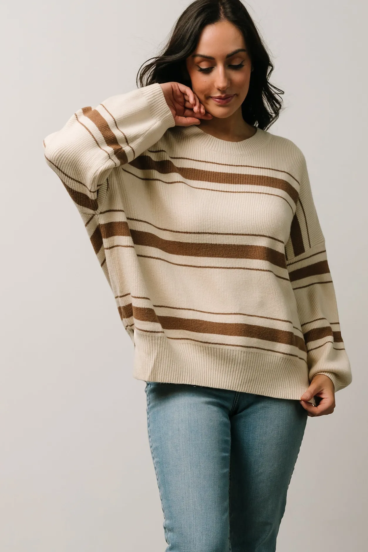 Sale Baltic Born Charlie Striped Sweater | Taupe