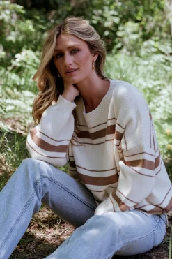 Sale Baltic Born Charlie Striped Sweater | Taupe