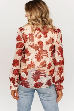 New Baltic Born Charlotte Tie Blouse | Cream + Rust Cream+Rust
