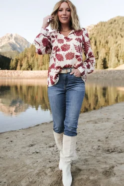 New Baltic Born Charlotte Tie Blouse | Cream + Rust Cream+Rust