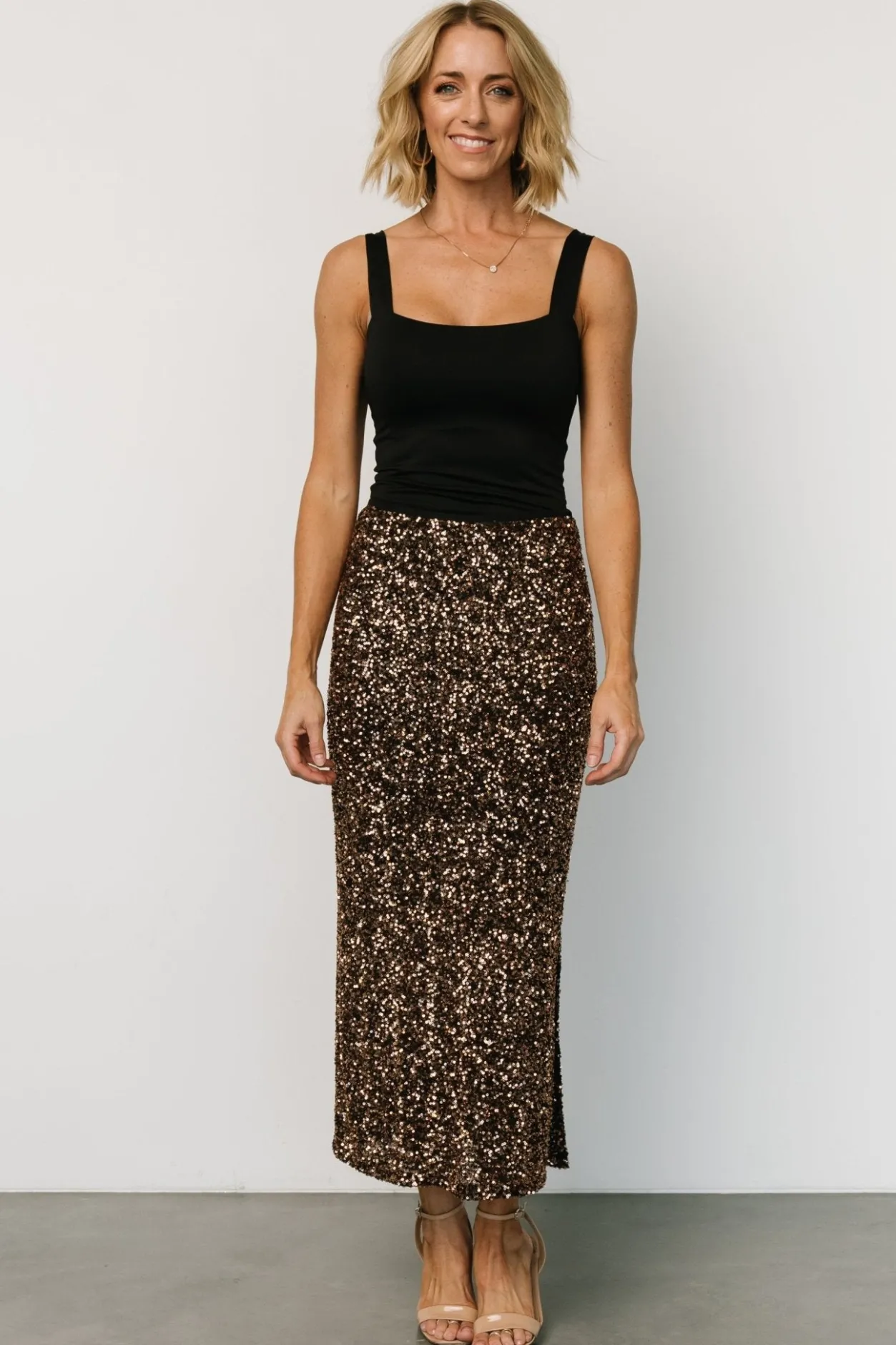 Outlet Baltic Born Charmed Sequin Midi Skirt | Bronze