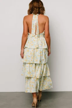 Sale Baltic Born Chelles Halter Tiered Dress | Blue + Yellow Blue+Yellow