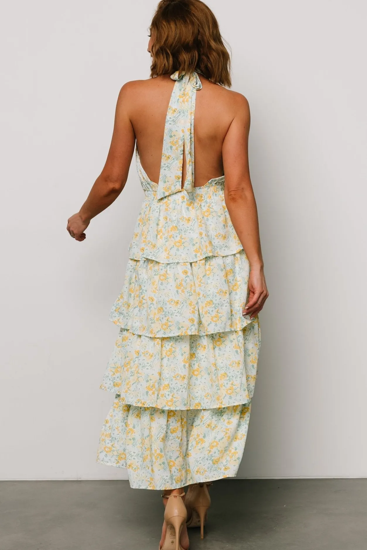 Sale Baltic Born Chelles Halter Tiered Dress | Blue + Yellow Blue+Yellow