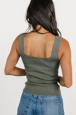 New Baltic Born Cher Square Neck Knit Tank | Olive