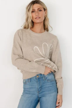 Sale Baltic Born Cherish Flower Sweater | Natural