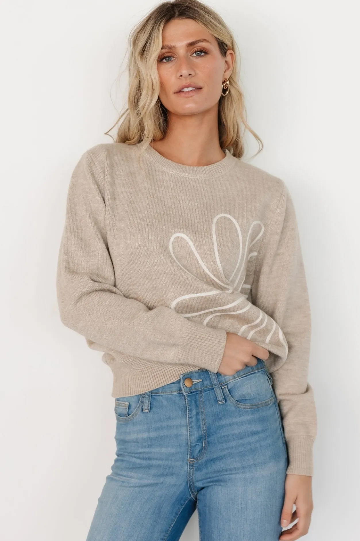 Sale Baltic Born Cherish Flower Sweater | Natural