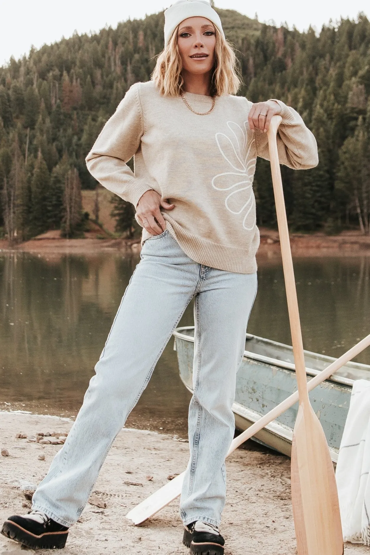 Sale Baltic Born Cherish Flower Sweater | Natural