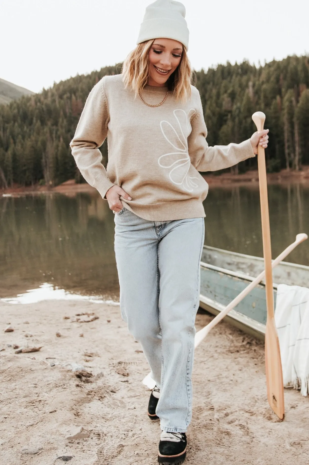Sale Baltic Born Cherish Flower Sweater | Natural