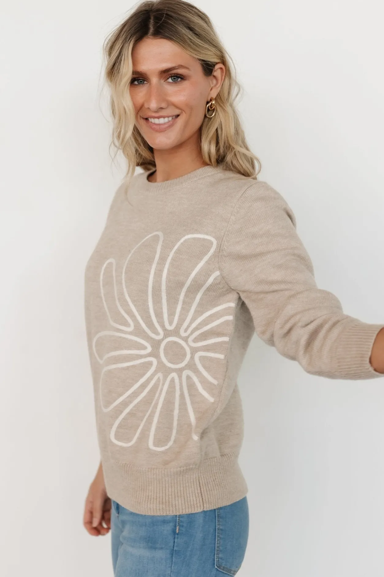 Sale Baltic Born Cherish Flower Sweater | Natural