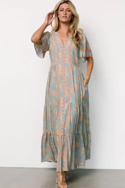 Fashion Baltic Born Cheryl Maxi Dress | Dusty Blue Floral DustyBlueFloral