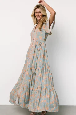 Fashion Baltic Born Cheryl Maxi Dress | Dusty Blue Floral DustyBlueFloral